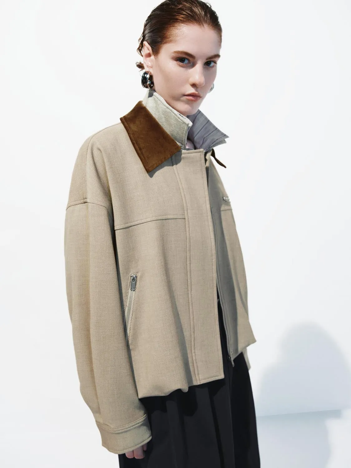 Contrast Collar Bomber Jackets sold by Urban Revivo product image thumbnail 2