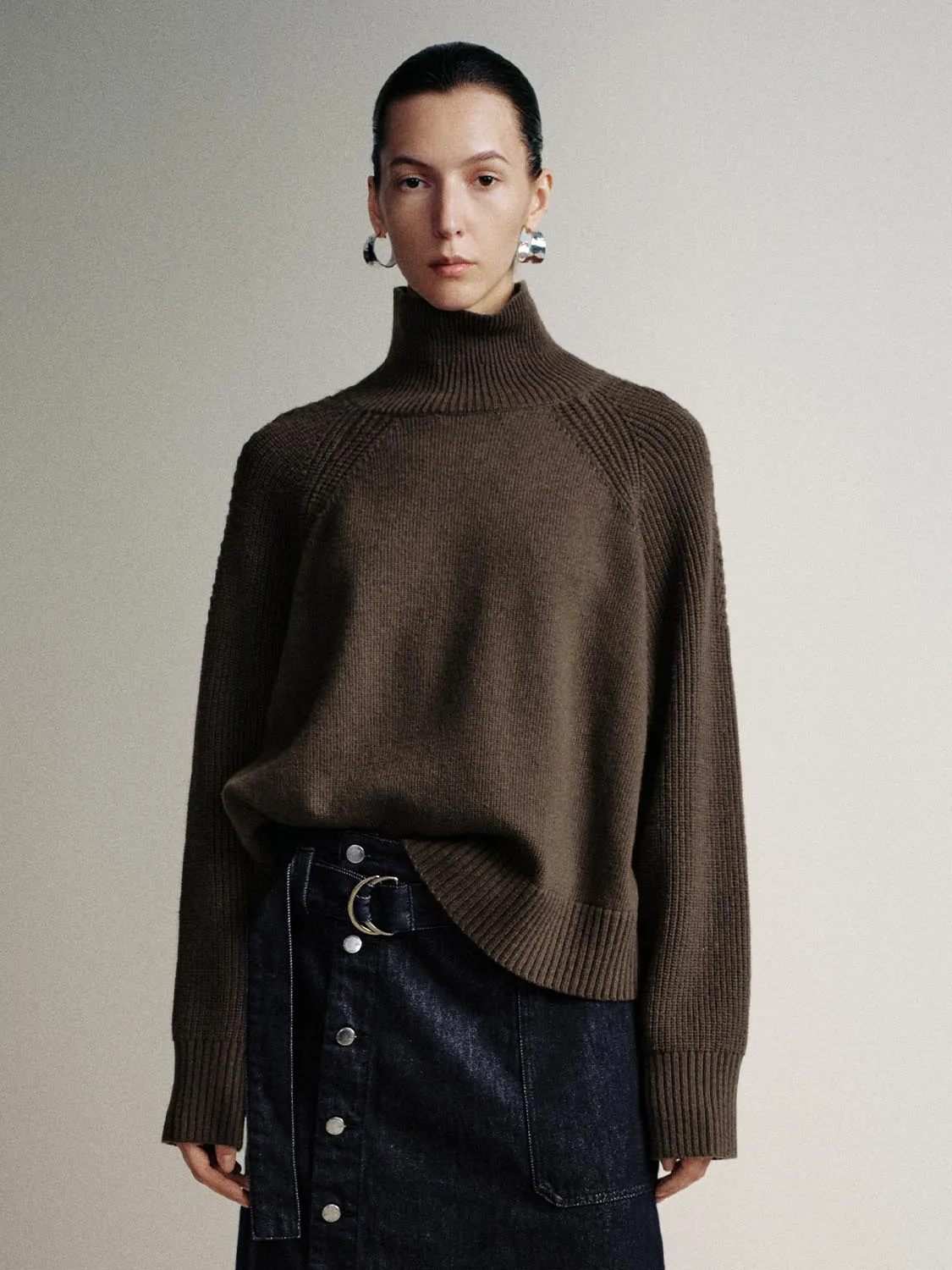 High Neck Long Sleeve Knitted T-Shirts sold by Urban Revivo