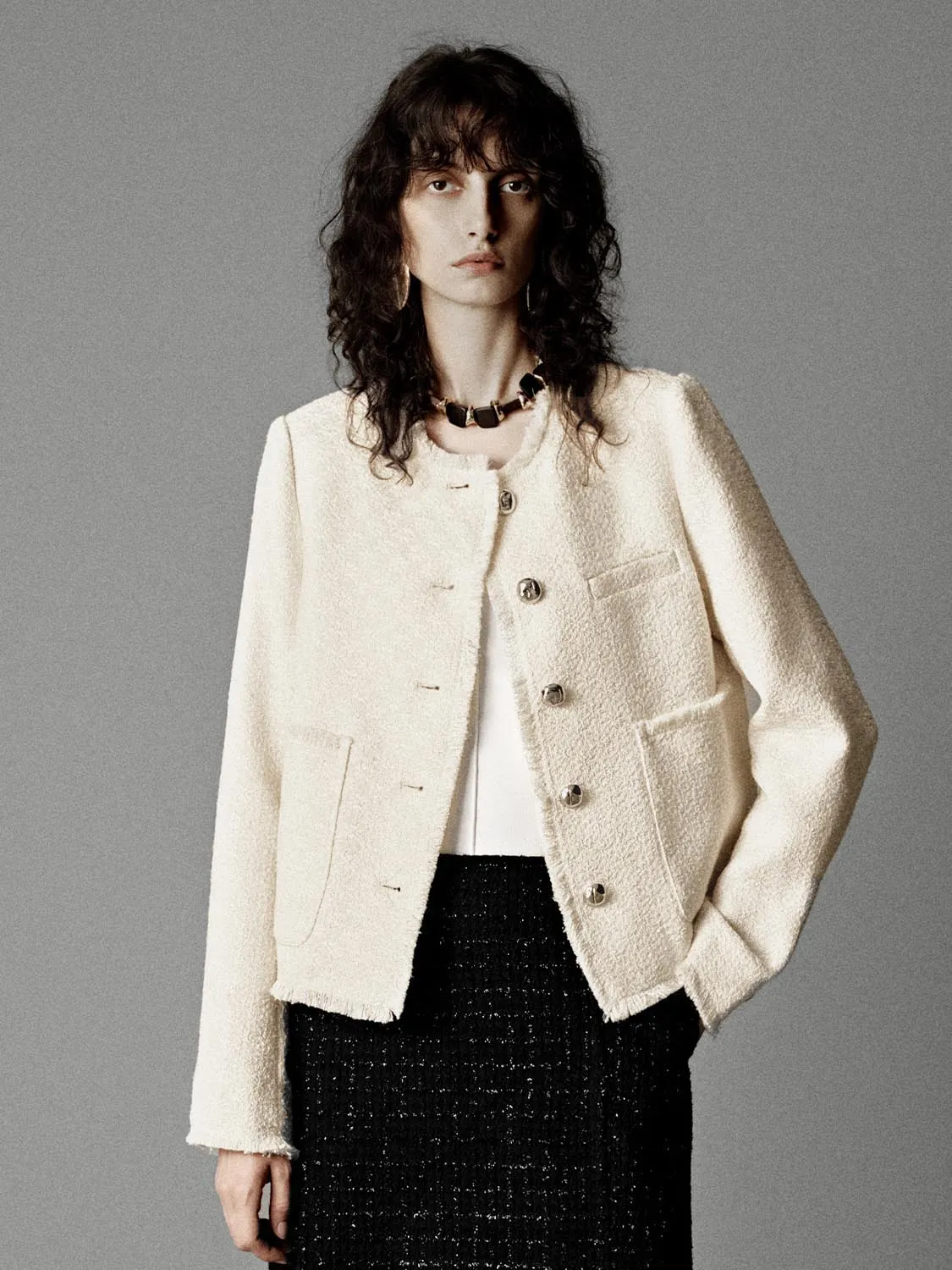 Fringed Tweed Jackets sold by Urban Revivo