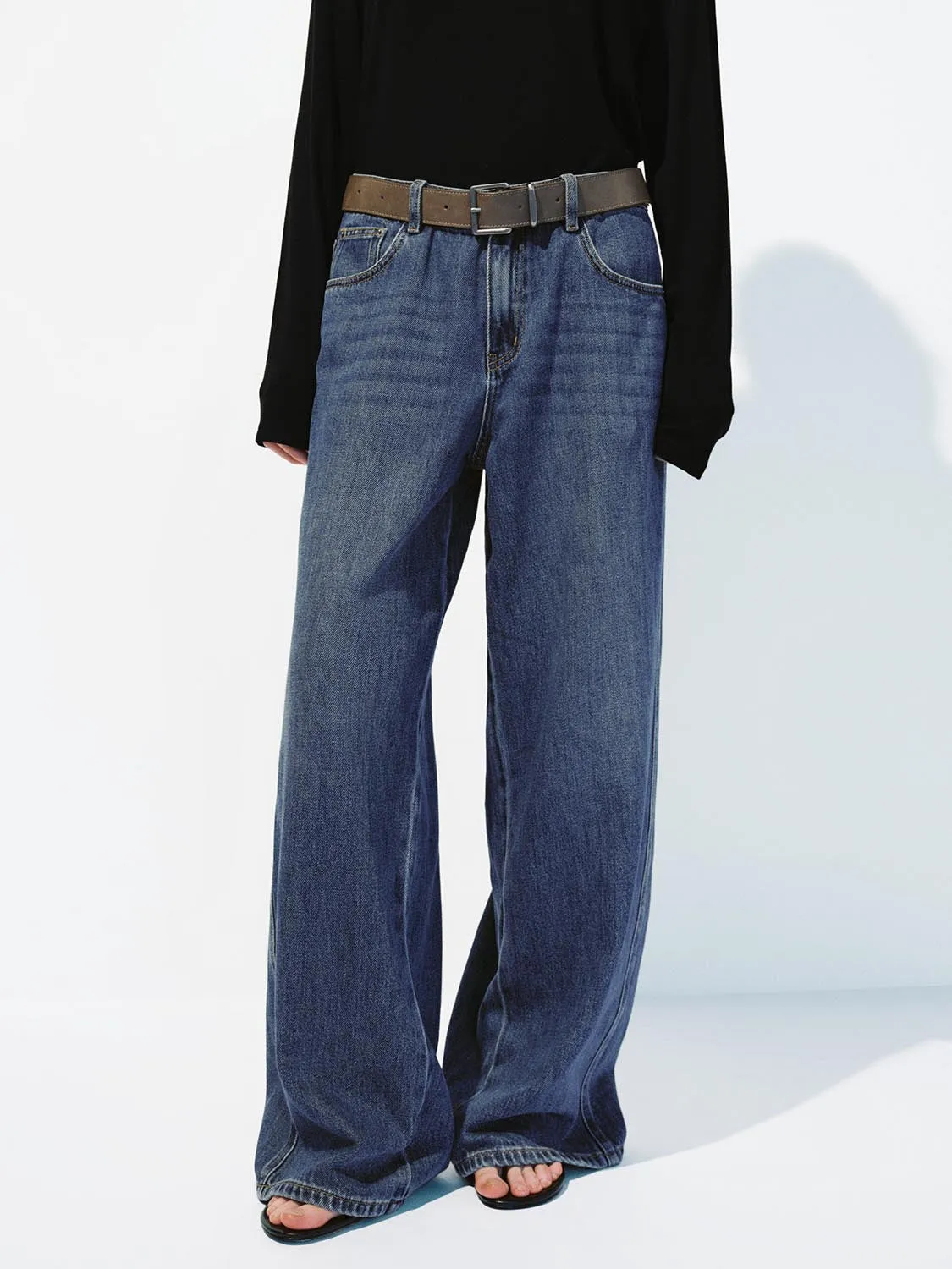 Belted Wide Leg Jeans sold by Urban Revivo
