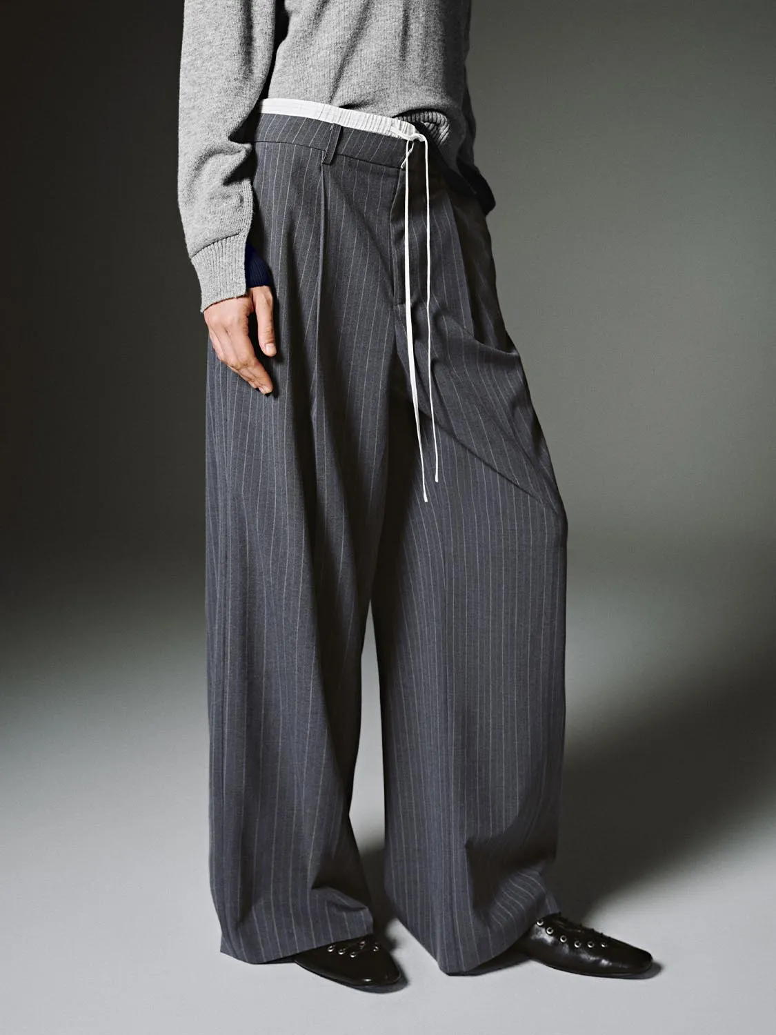 Drawstring Striped Wide Leg Pants sold by Urban Revivo product image thumbnail 3