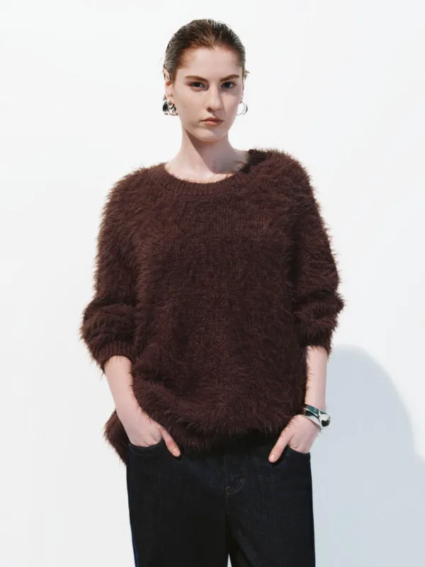 Fluffy Long Sleeve Knitted T-Shirts sold by Urban Revivo