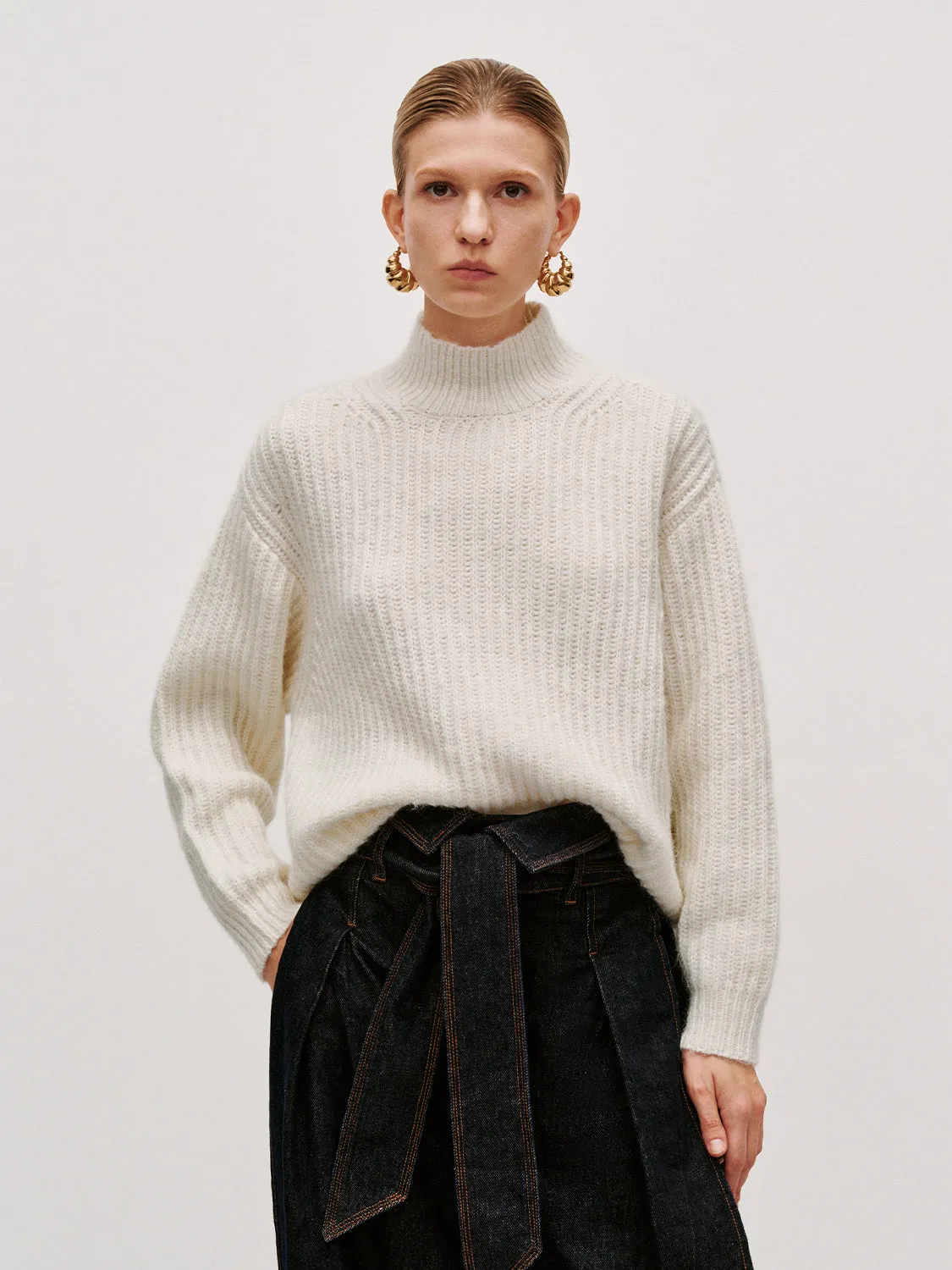 High Neck Long Sleeve Knitted T-Shirts sold by Urban Revivo