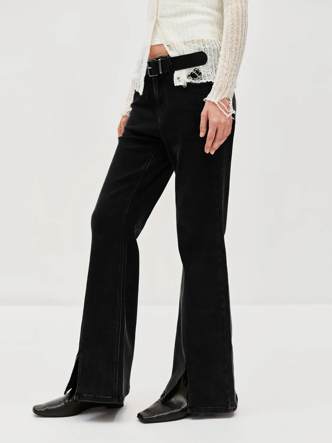 Split Hem Flare Leg Jeans sold by Urban Revivo product image thumbnail 3