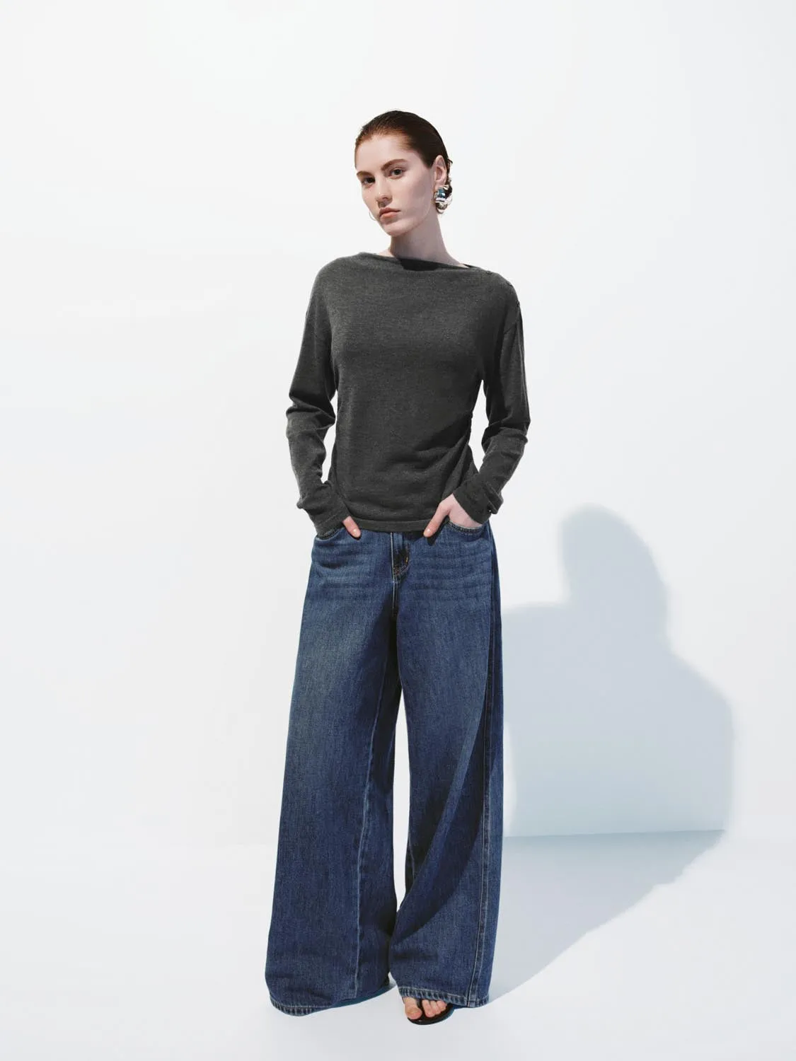 Ruched Long Sleeve Knitted T-Shirts sold by Urban Revivo product image thumbnail 5