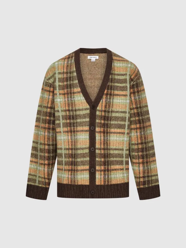 V-Neck Check Knitted Cardigans sold by Urban Revivo