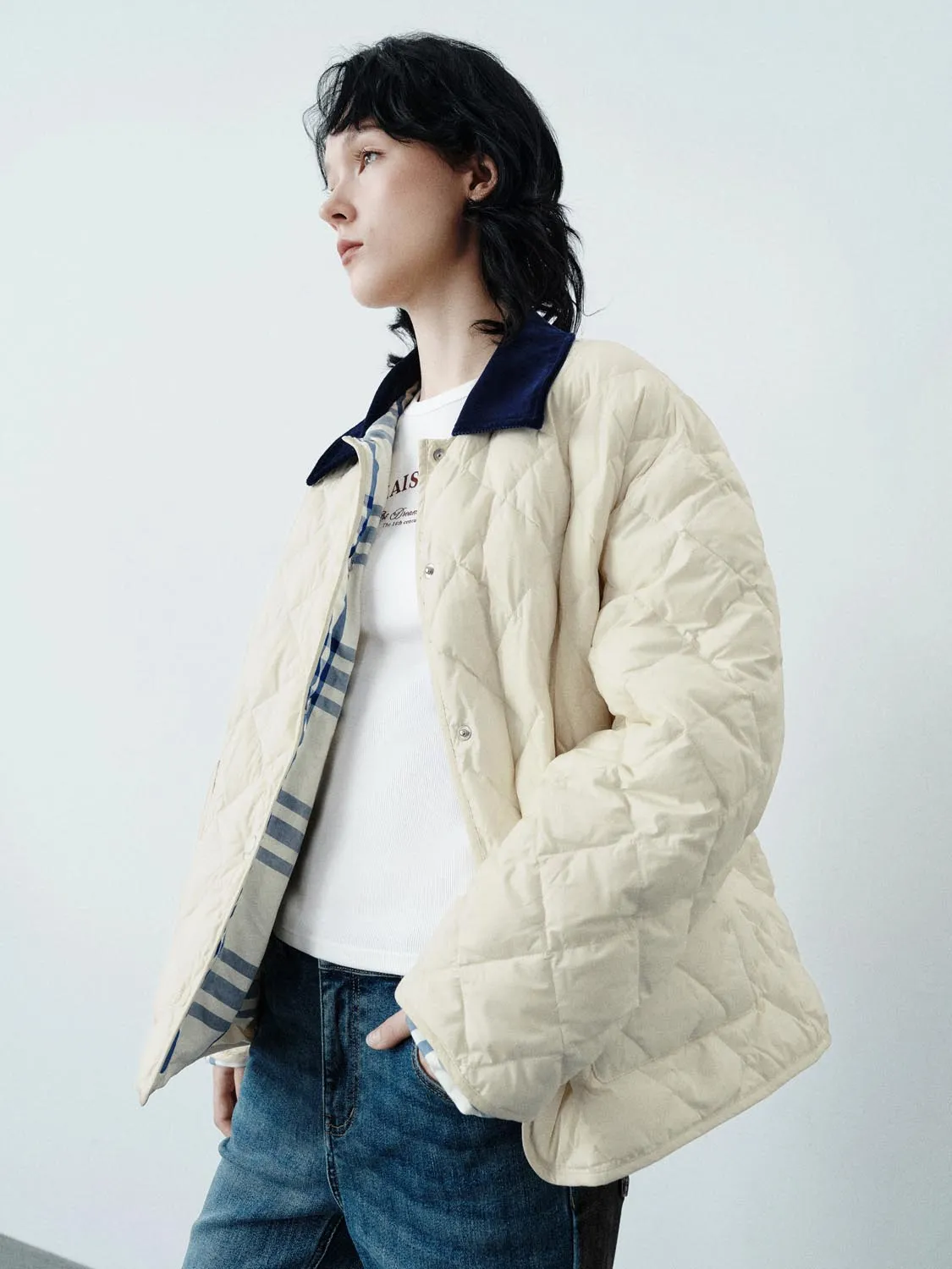 Contrast Collar Quilted Liner Jackets sold by Urban Revivo product image thumbnail 2