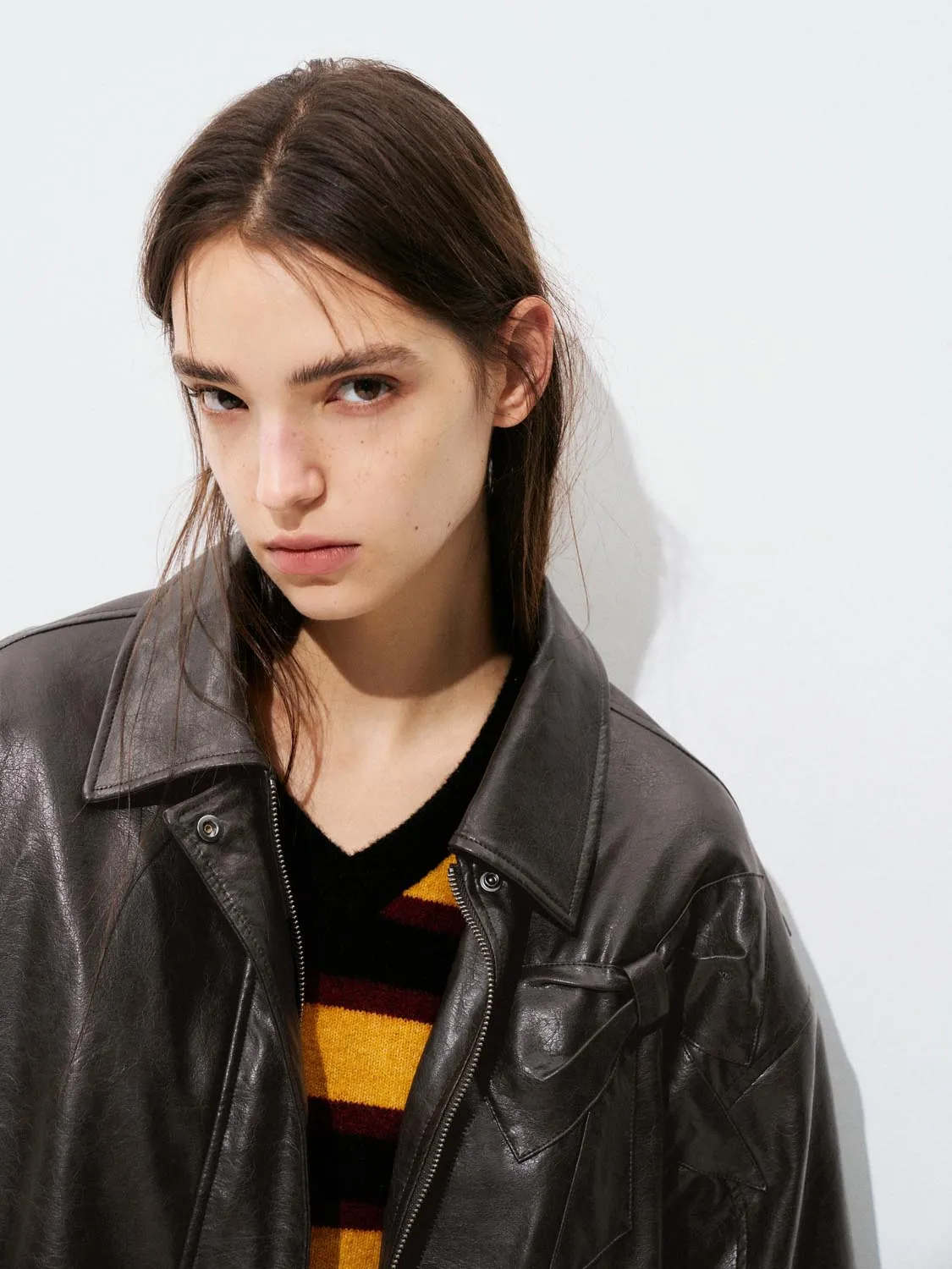 Vegan Leather Bomber Jackets sold by Urban Revivo product image thumbnail 3