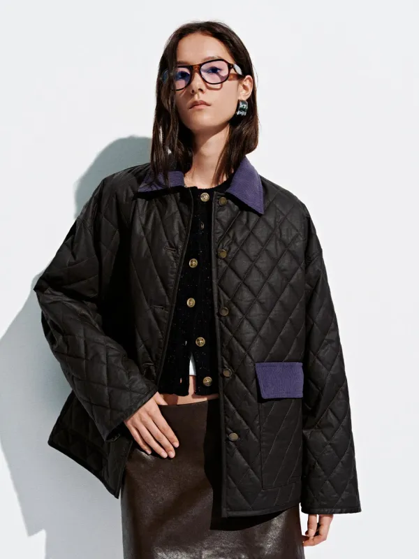 Contrast Collar Quilted Liner Jackets sold by Urban Revivo