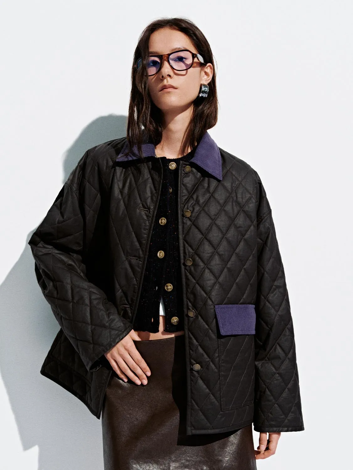 Contrast Collar Quilted Liner Jackets sold by Urban Revivo