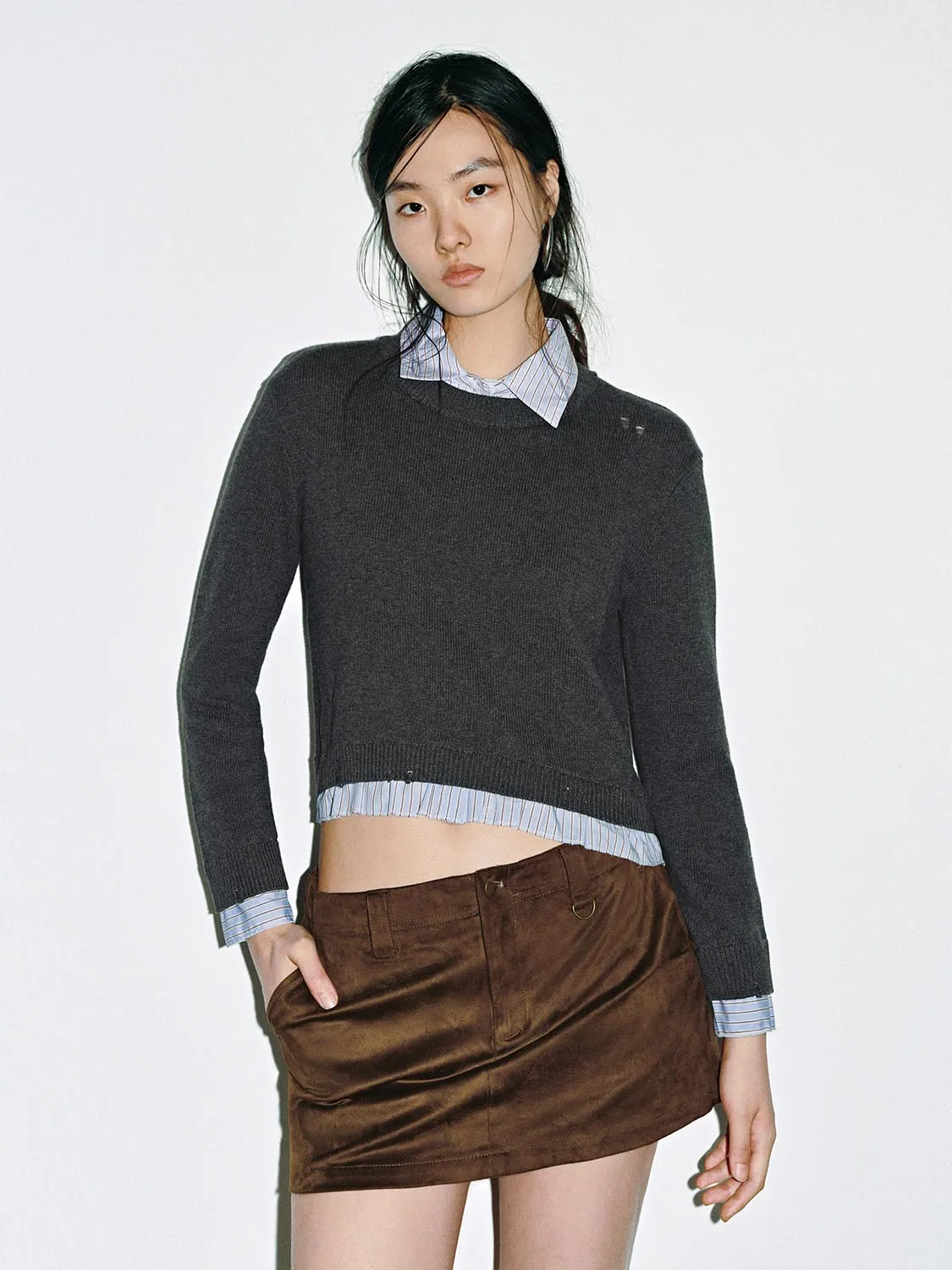 2 In 1 Long Sleeve Knitted T-Shirts sold by Urban Revivo