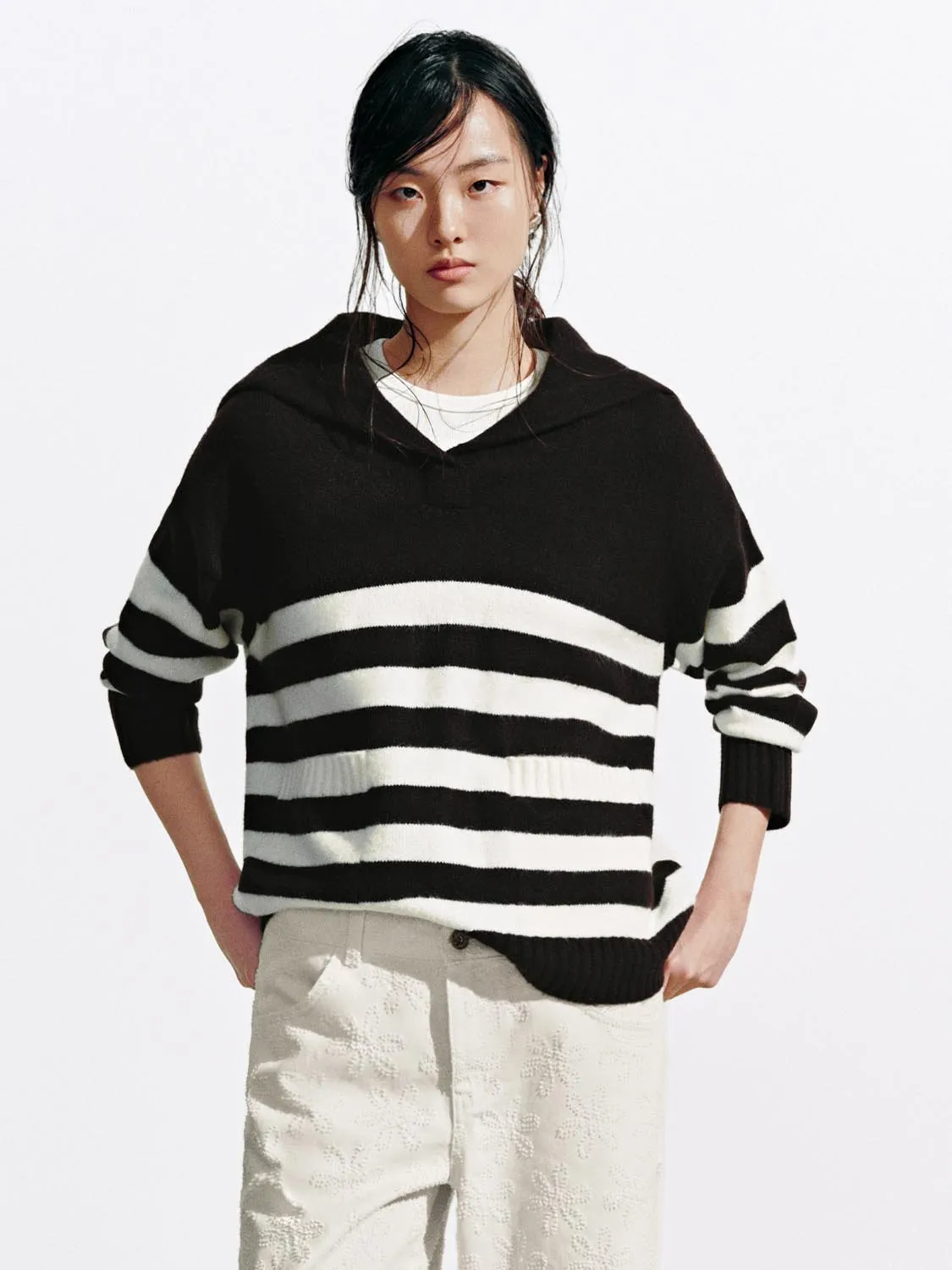 V-Neck Striped Knitted T-Shirts sold by Urban Revivo