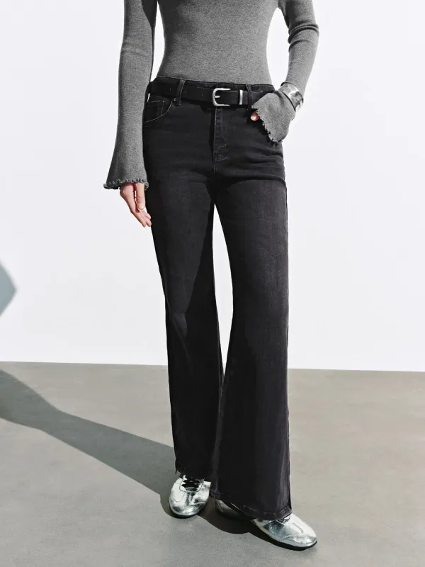 Belted Flare Leg Jeans sold by Urban Revivo