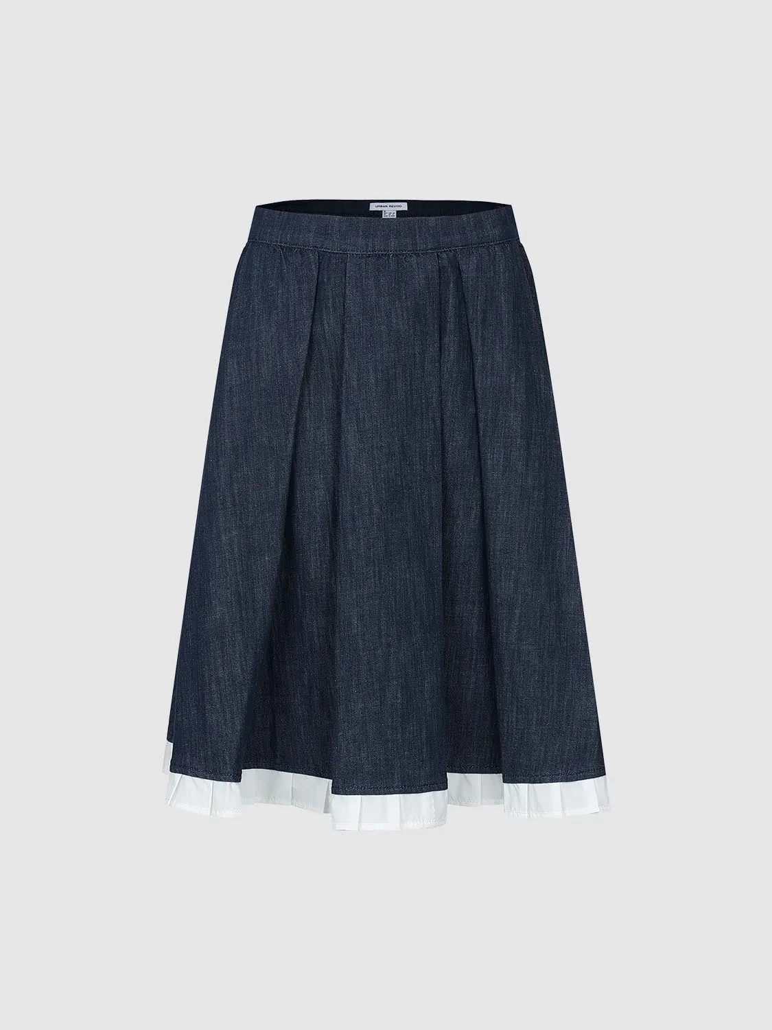 Contrast Hem Pleated Denim Skirts sold by Urban Revivo product image thumbnail 2