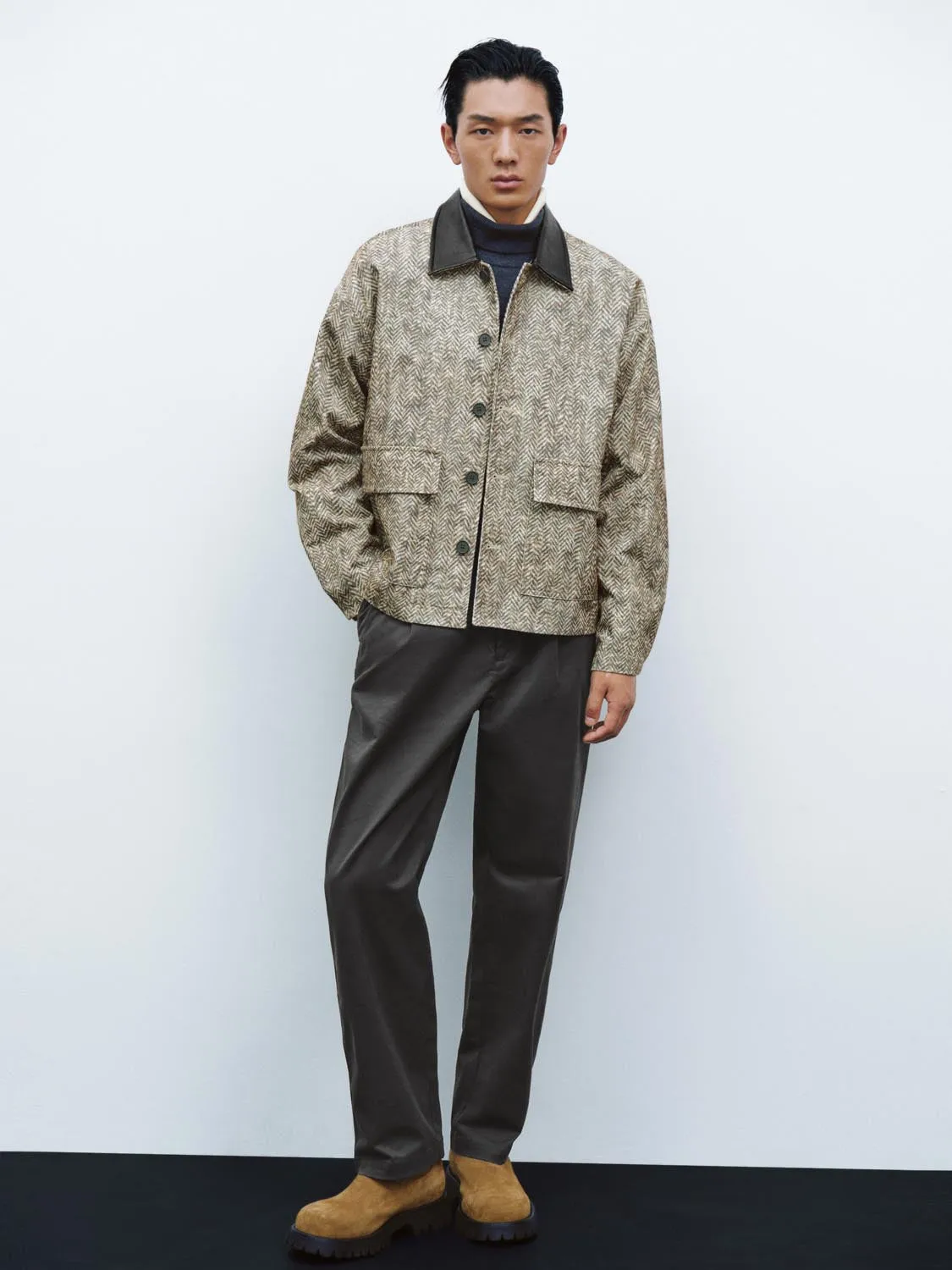 Contrast Faux Leather Collar Jackets sold by Urban Revivo product image thumbnail 3