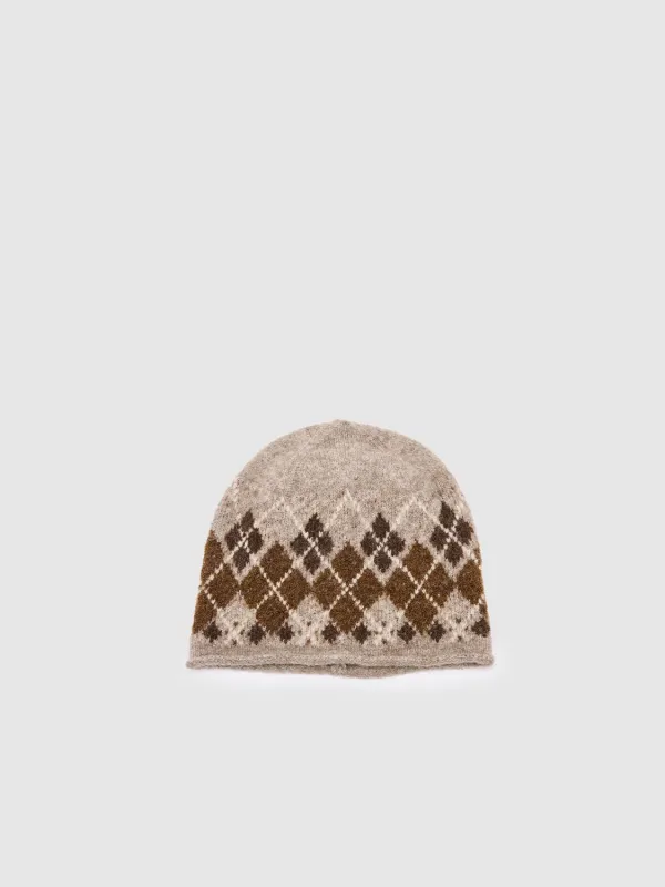 Knitted Argyle Skull Beanie sold by Urban Revivo