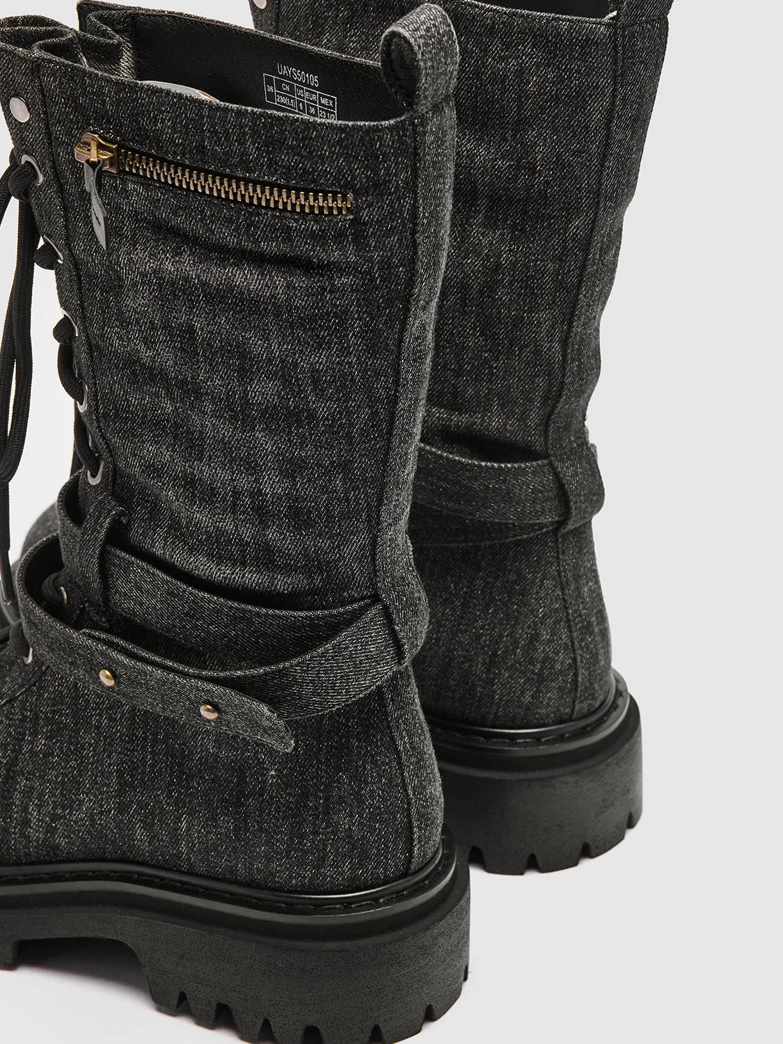 Zip Buckle Detail Lace Up Boots sold by Urban Revivo product image thumbnail 5