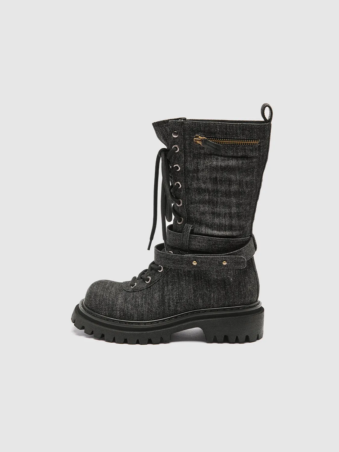 Zip Buckle Detail Lace Up Boots sold by Urban Revivo product image thumbnail 2