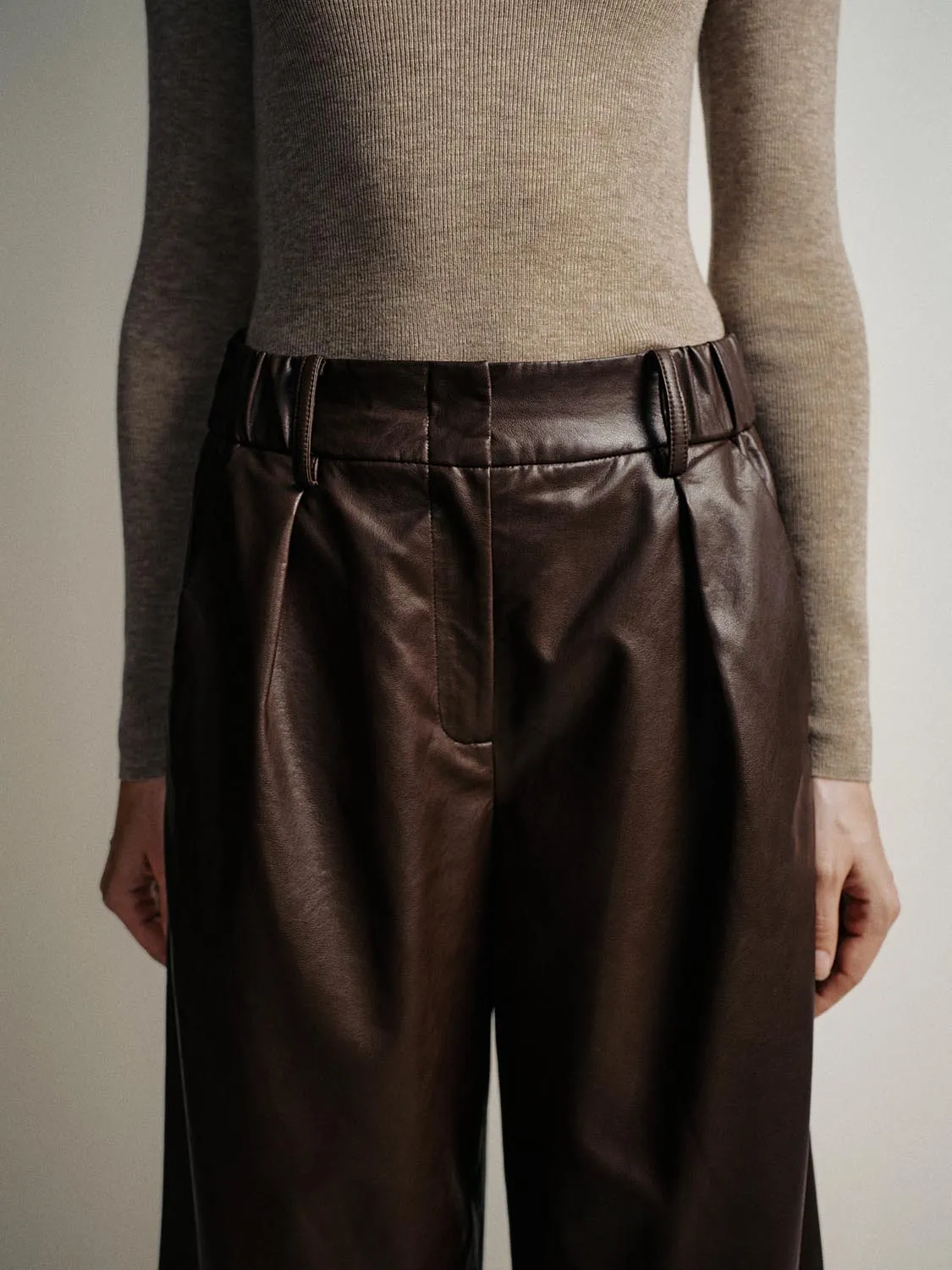 Vegan Leather Wide Leg Pants sold by Urban Revivo product image thumbnail 5