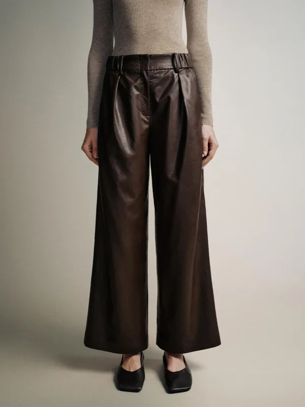 Vegan Leather Wide Leg Pants sold by Urban Revivo