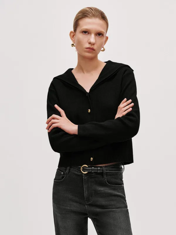 Large Collar Knitted Cardigan sold by Urban Revivo