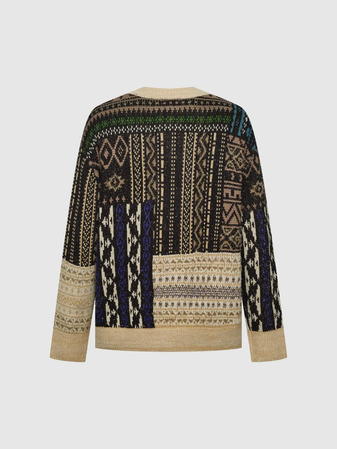 Crew Neck Spliced Knitted Cardigans sold by Urban Revivo product image thumbnail 2