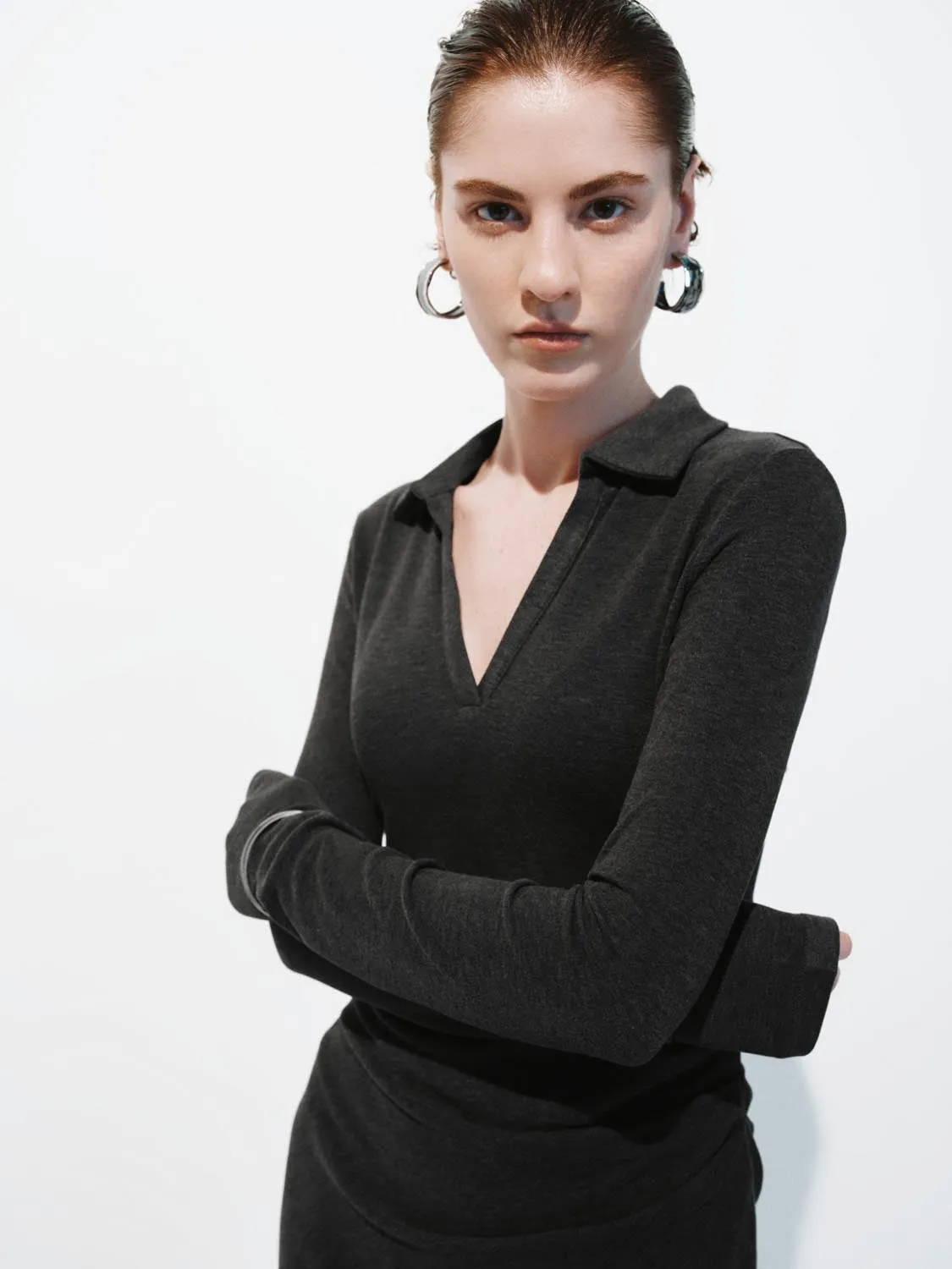 Collared Ruched Skinny Fit Maxi Dresses sold by Urban Revivo product image thumbnail 5