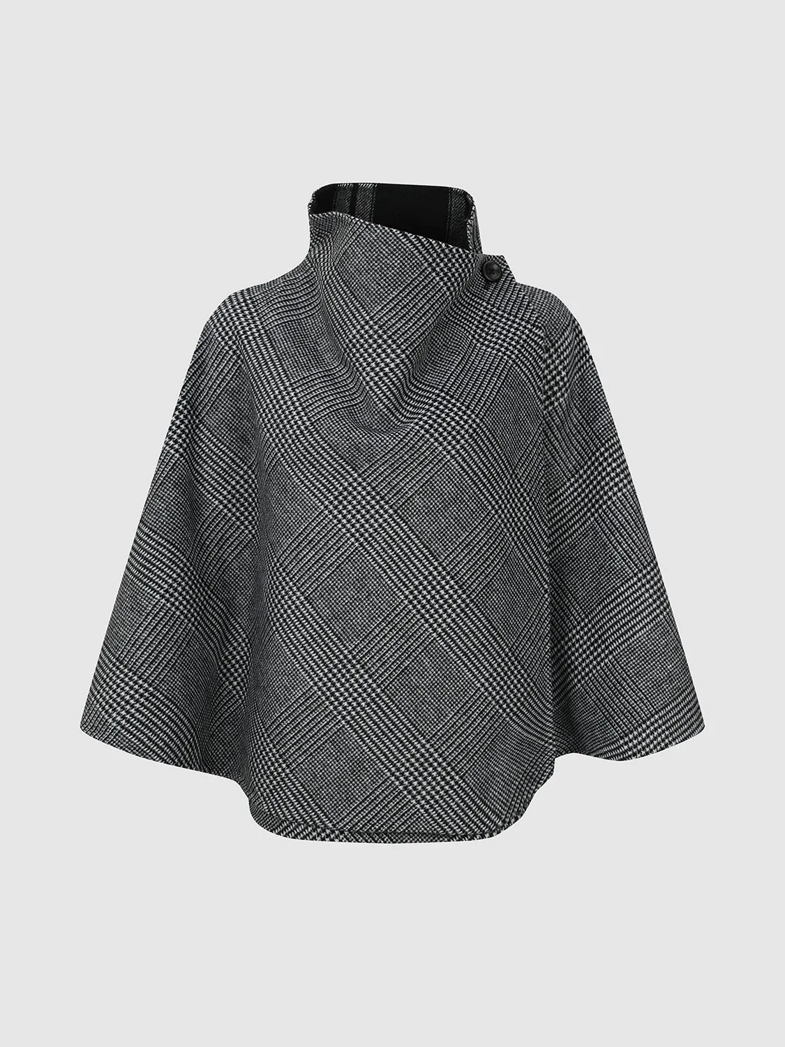 High Neck Striped Diagonal Check Wool Ponchos sold by Urban Revivo