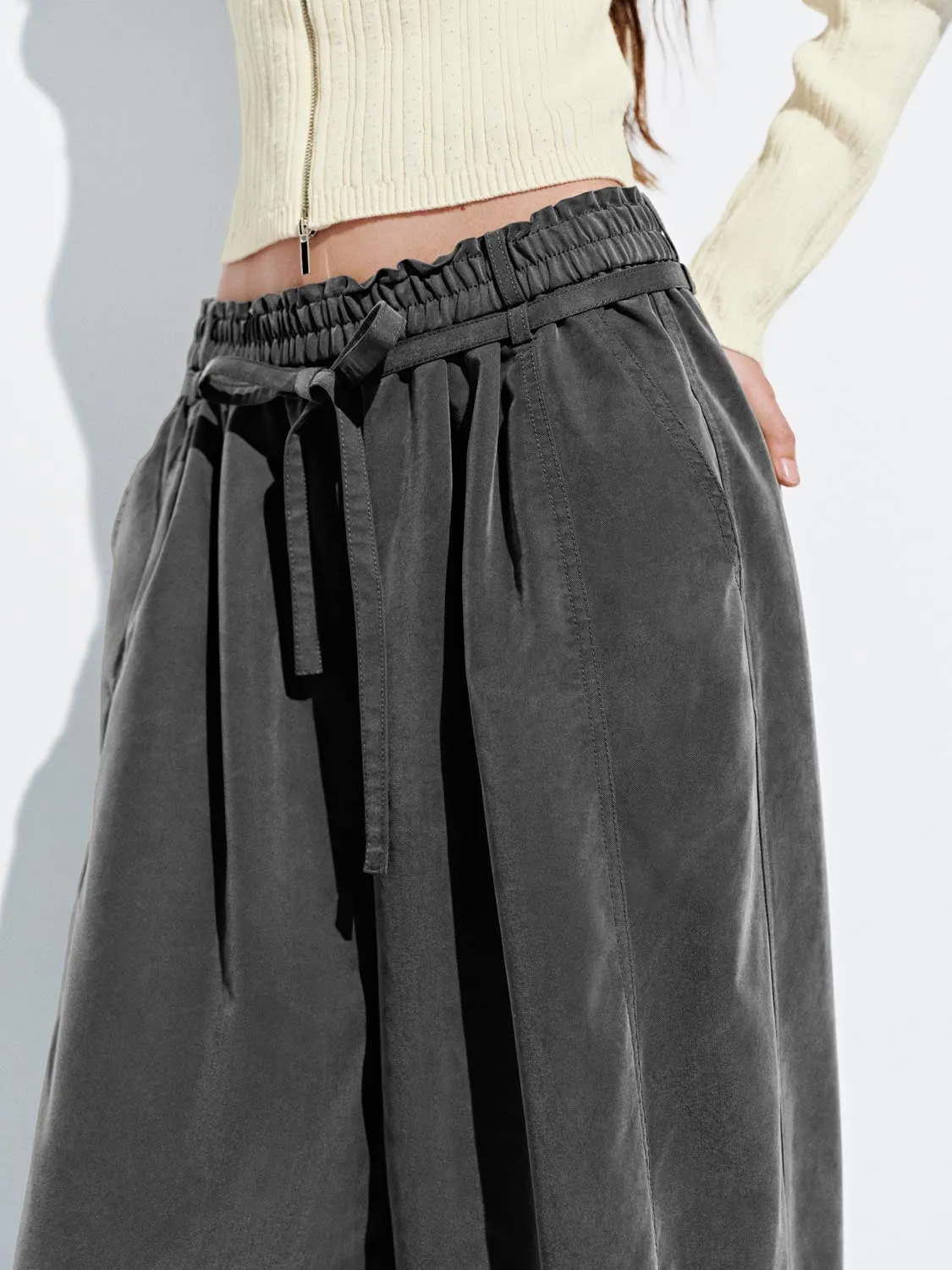 Drawstring Pull On Wide Leg Pants sold by Urban Revivo product image thumbnail 5