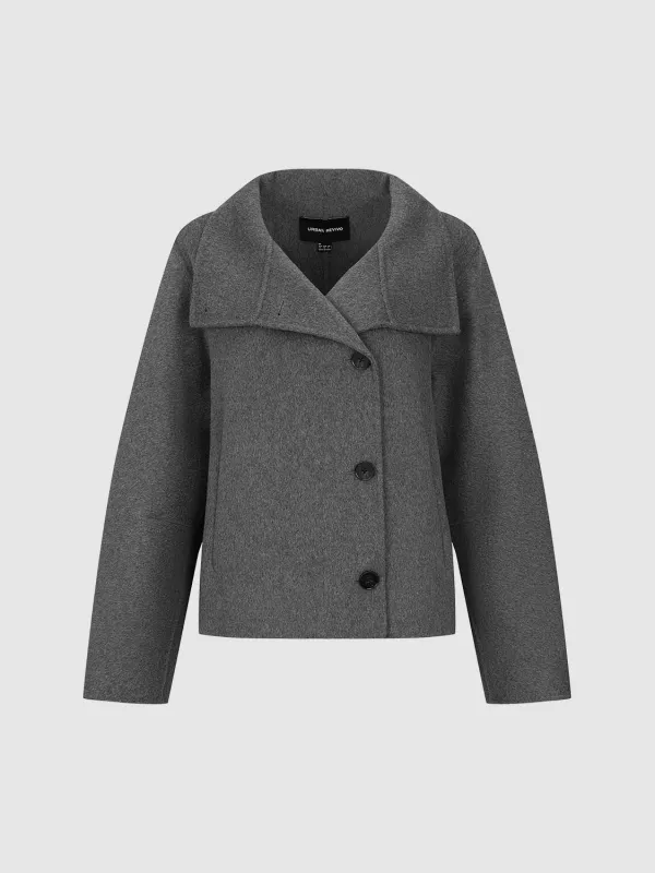 Large Collar Cropped Wool Blend Jackets sold by Urban Revivo