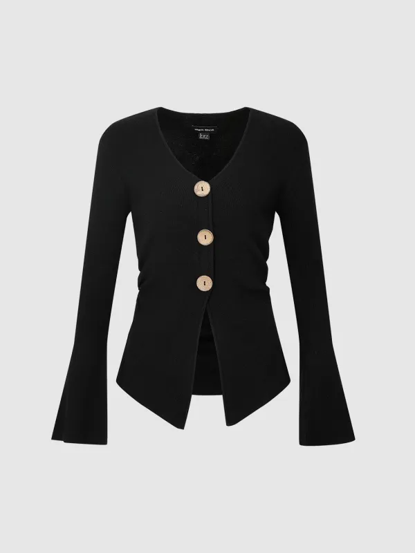 Button Up Long Sleeve Skinny Knitted T-Shirts made by Urban Revivo