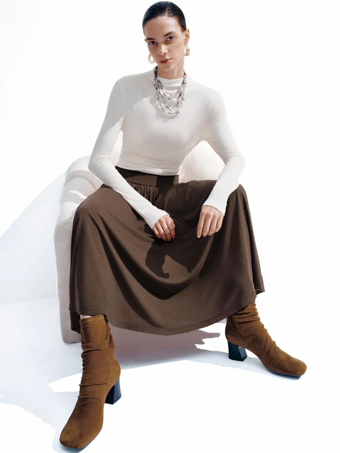 Ruched High Neck Long Sleeve T-Shirts sold by Urban Revivo product image thumbnail 2