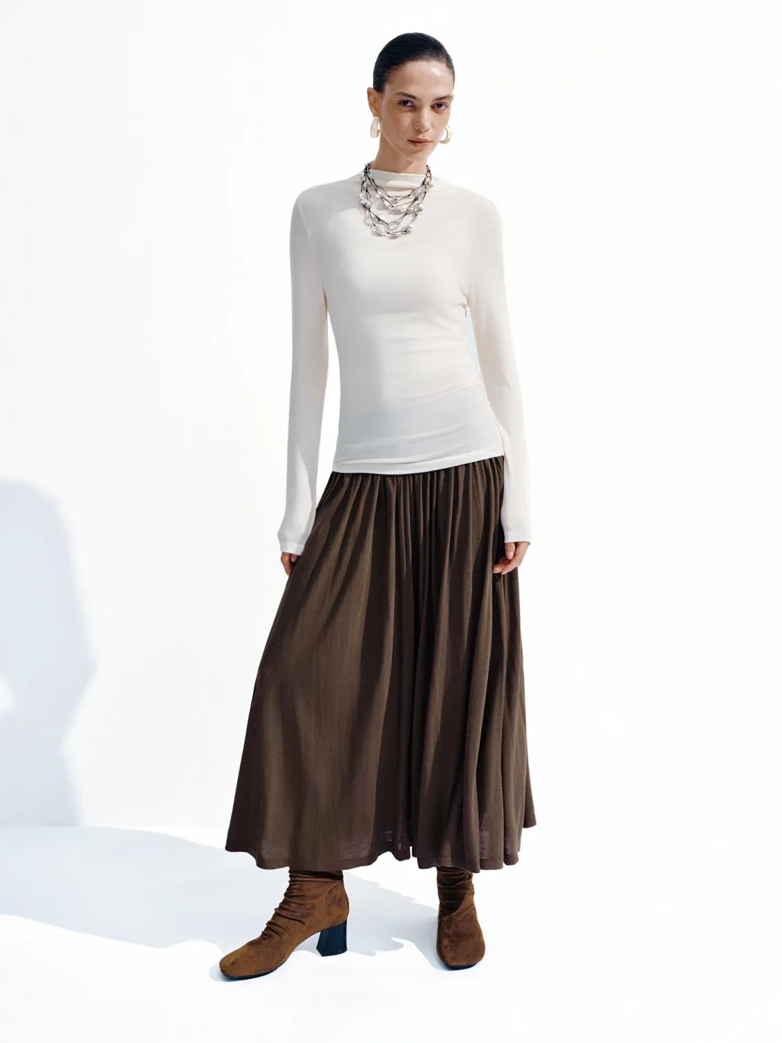 Ruched High Neck Long Sleeve T-Shirts sold by Urban Revivo product image thumbnail 4