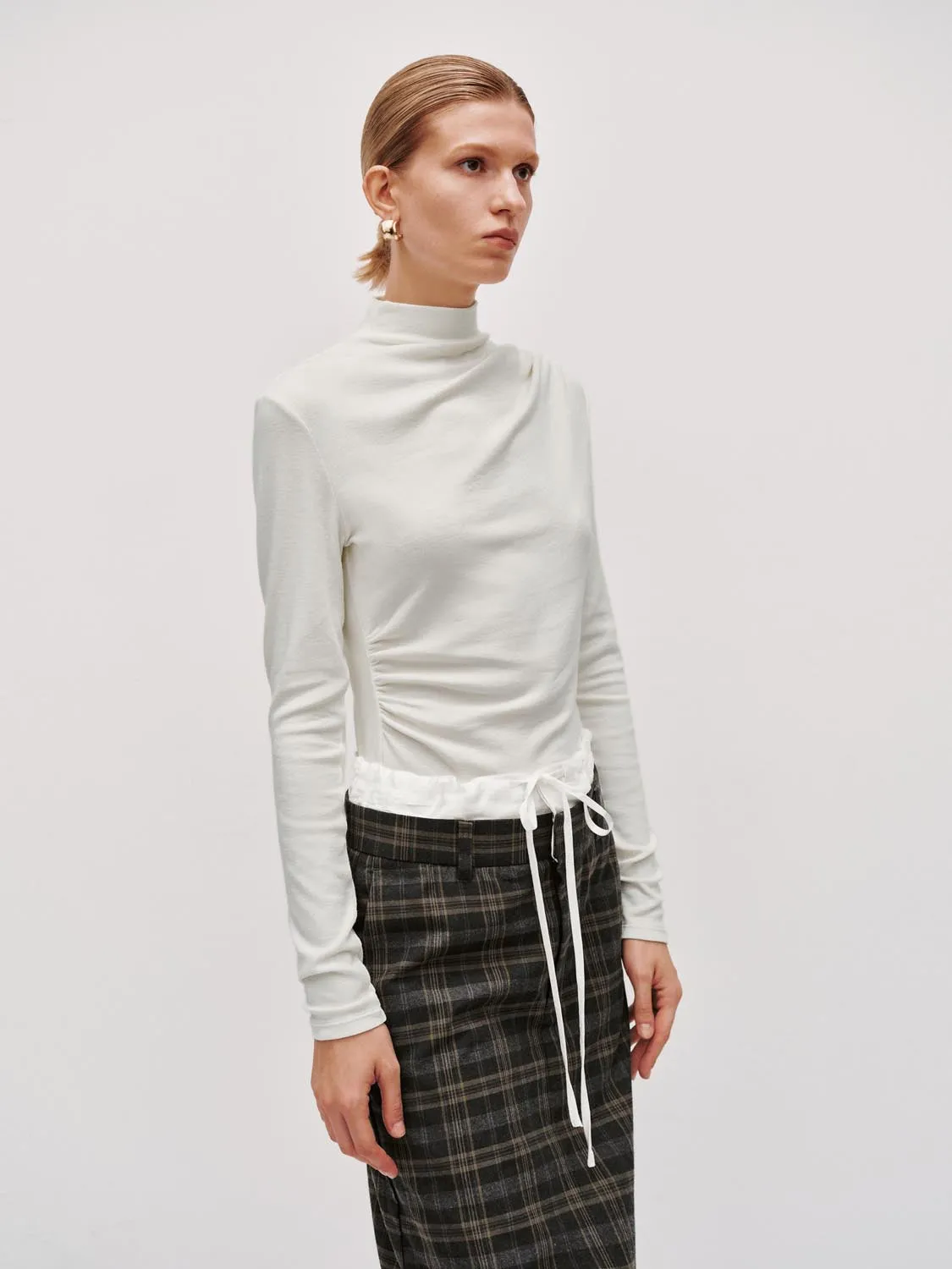Ruched High Neck Long Sleeve T-Shirts sold by Urban Revivo product image thumbnail 2