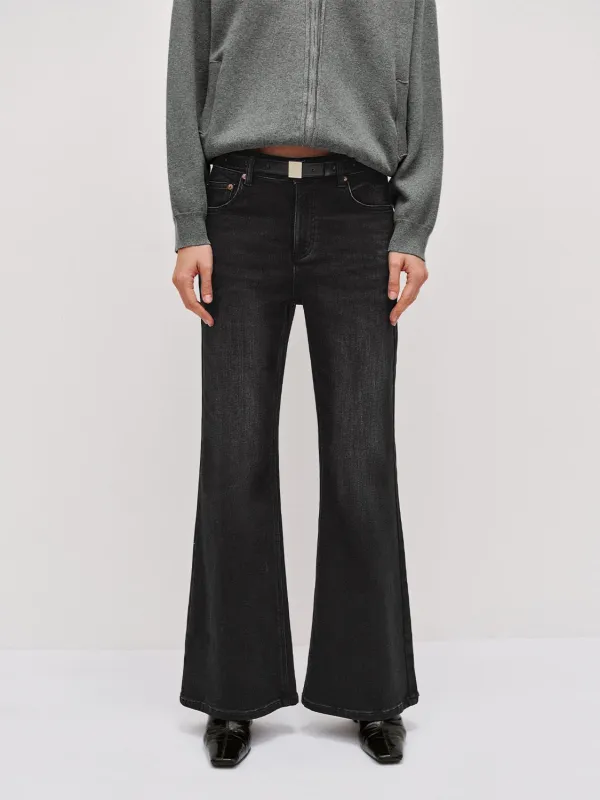 Belted Flare Leg Jeans sold by Urban Revivo