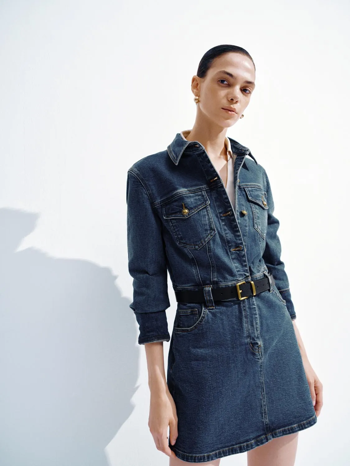 Button Detail Denim Midi Dresses sold by Urban Revivo product image thumbnail 2