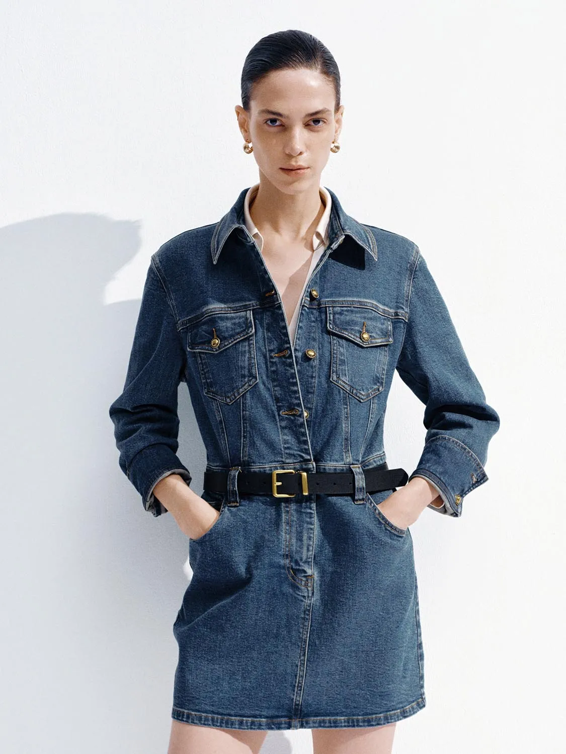 Button Detail Denim Midi Dresses sold by Urban Revivo