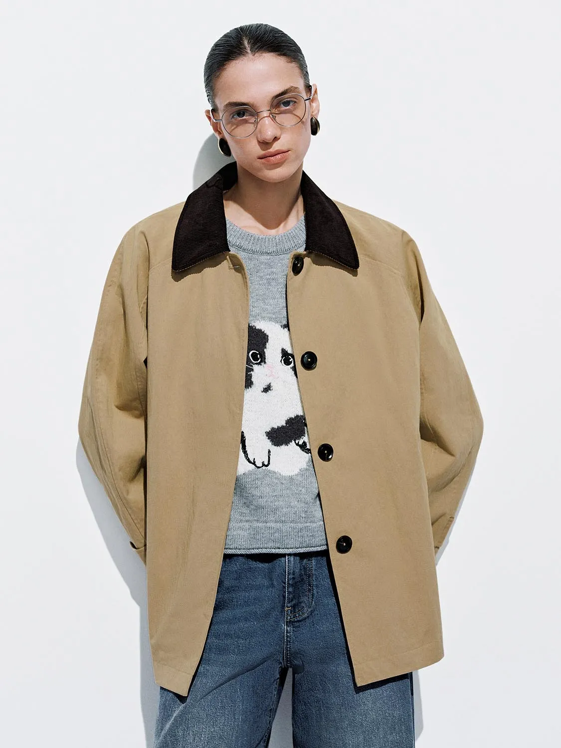 Contrast Collar Button Up Jackets sold by Urban Revivo