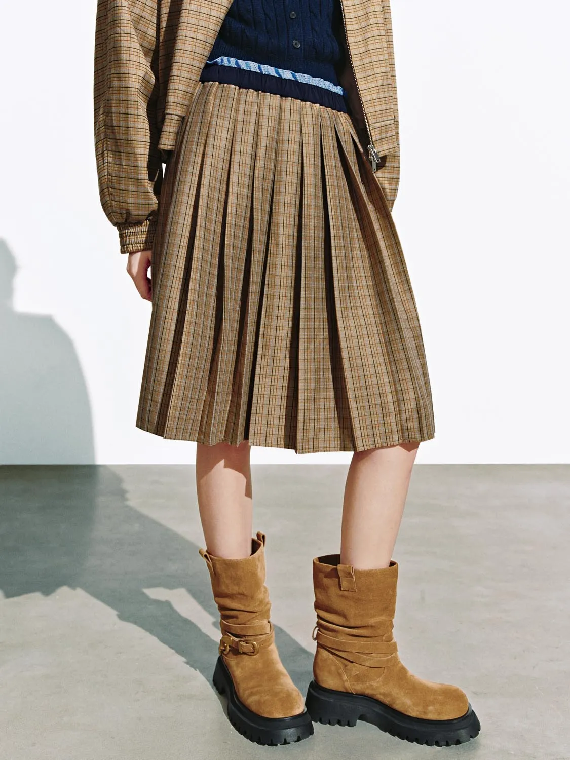 2 In 1 Layered Check Midi Skirts sold by Urban Revivo product image thumbnail 3
