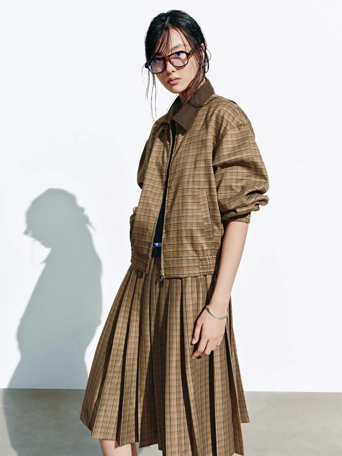 Collared Check Bomber Jackets sold by Urban Revivo product image thumbnail 2