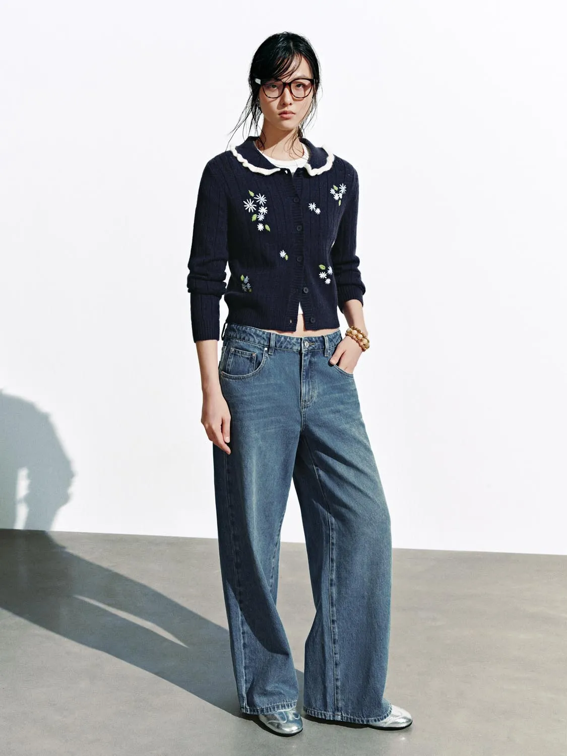 Frill Collar Embroidered Knitted Cardigans sold by Urban Revivo product image thumbnail 5