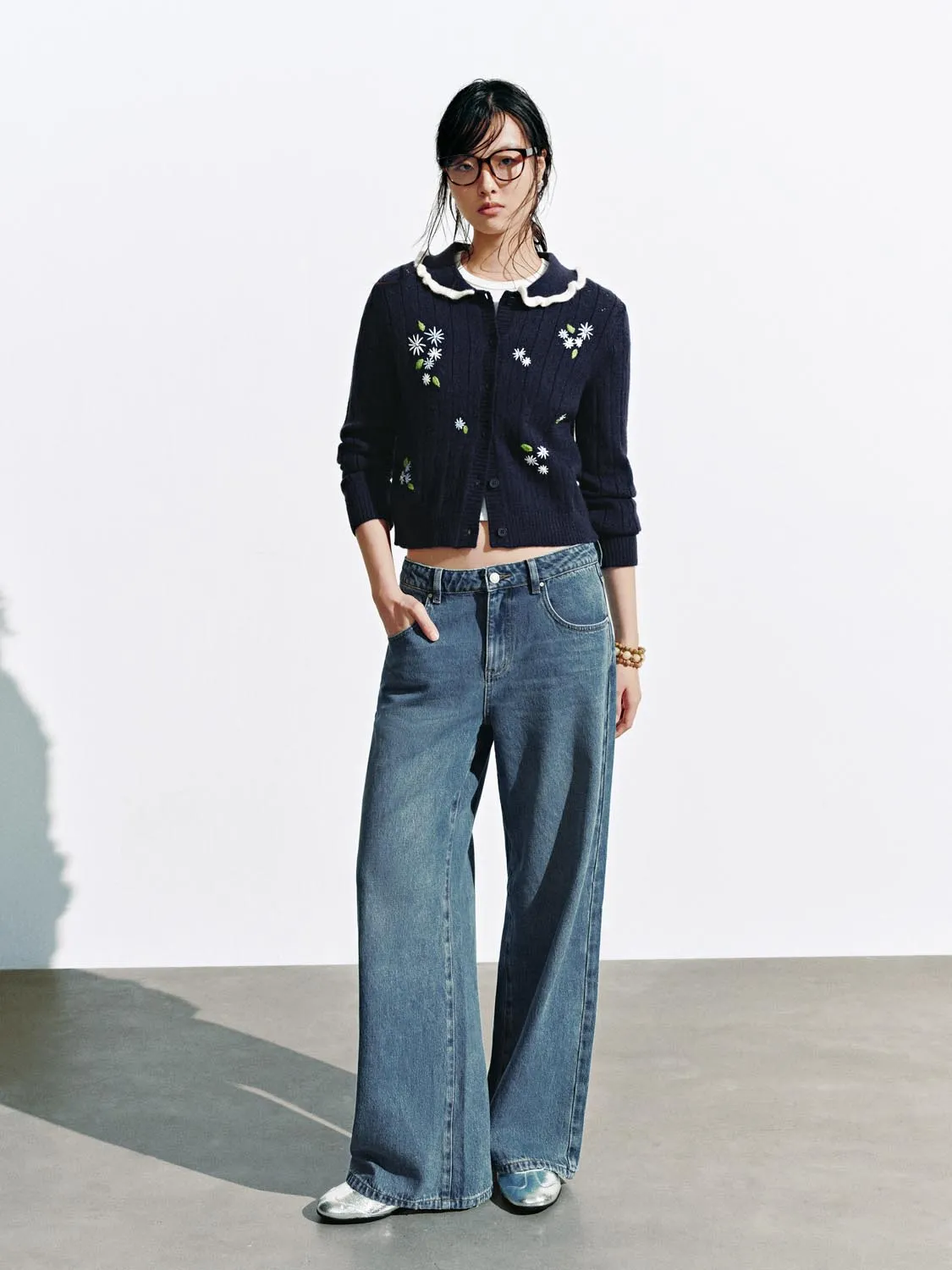 Frill Collar Embroidered Knitted Cardigans sold by Urban Revivo product image thumbnail 4