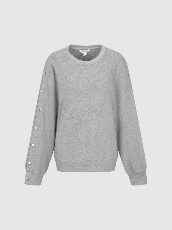 Crew Neck Basic Loose Sweatshirts sold by Urban Revivo