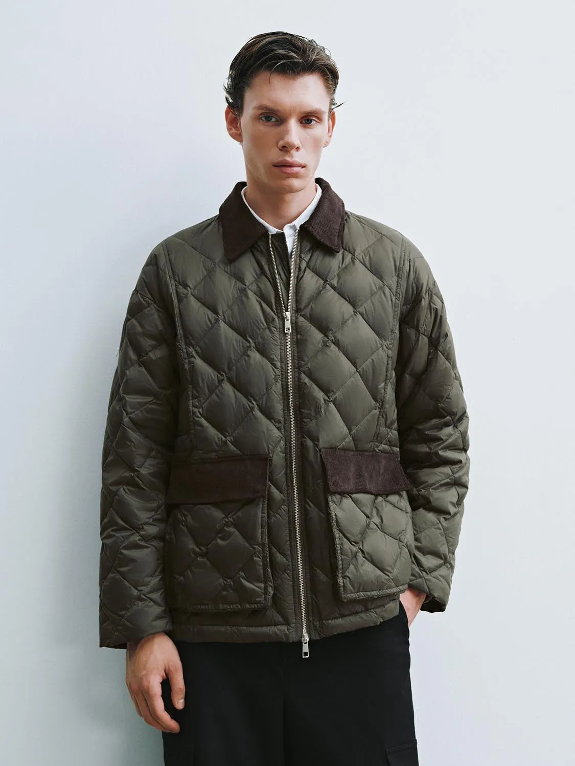 Collared Quilted Down Jackets sold by Urban Revivo
