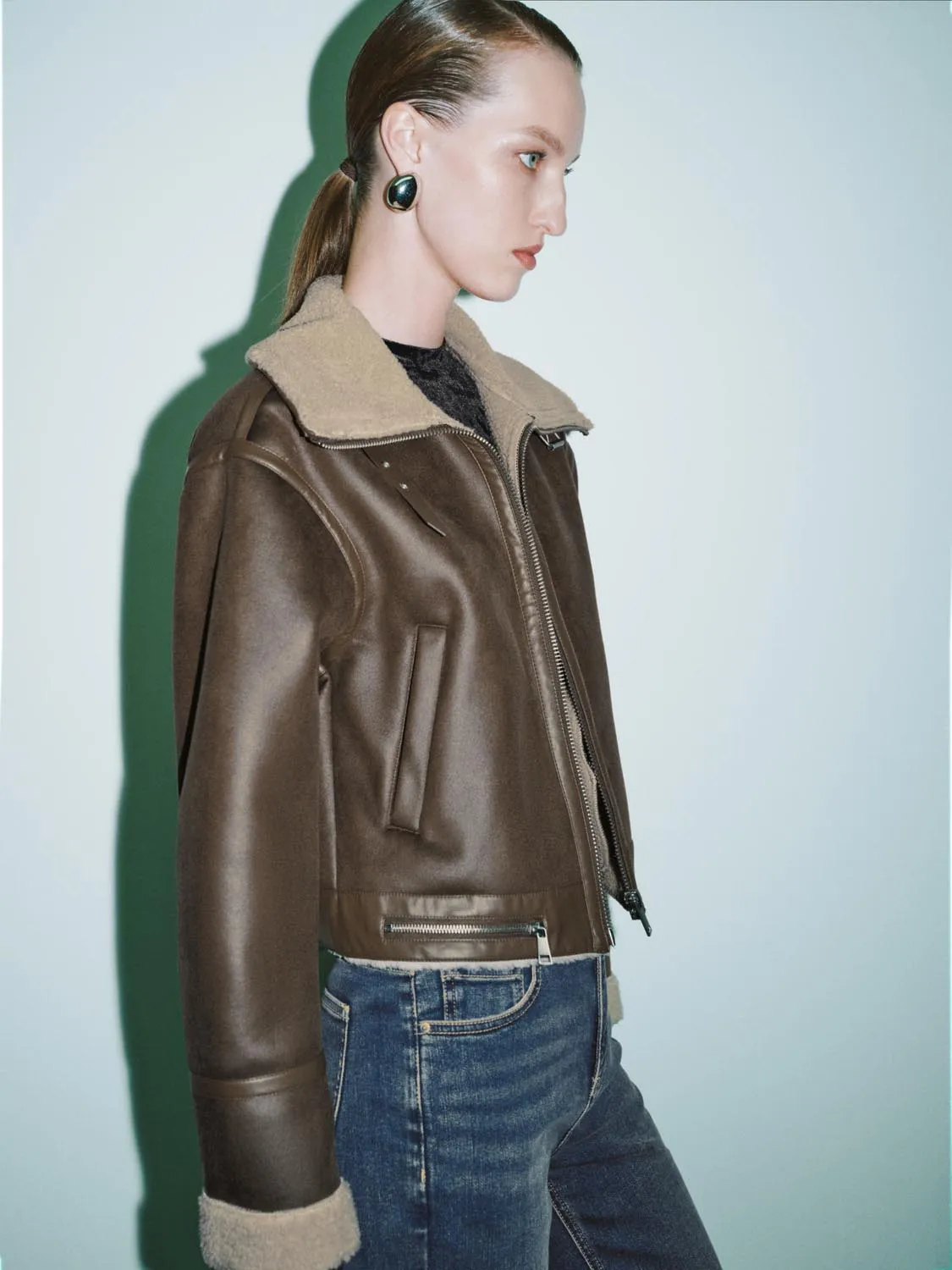 Large Collar Biker Jackets sold by Urban Revivo product image thumbnail 2
