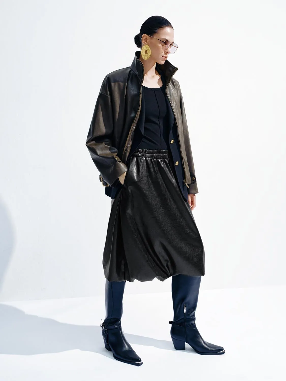 Faux Leather Funnel Neck Jackets sold by Urban Revivo product image thumbnail 5