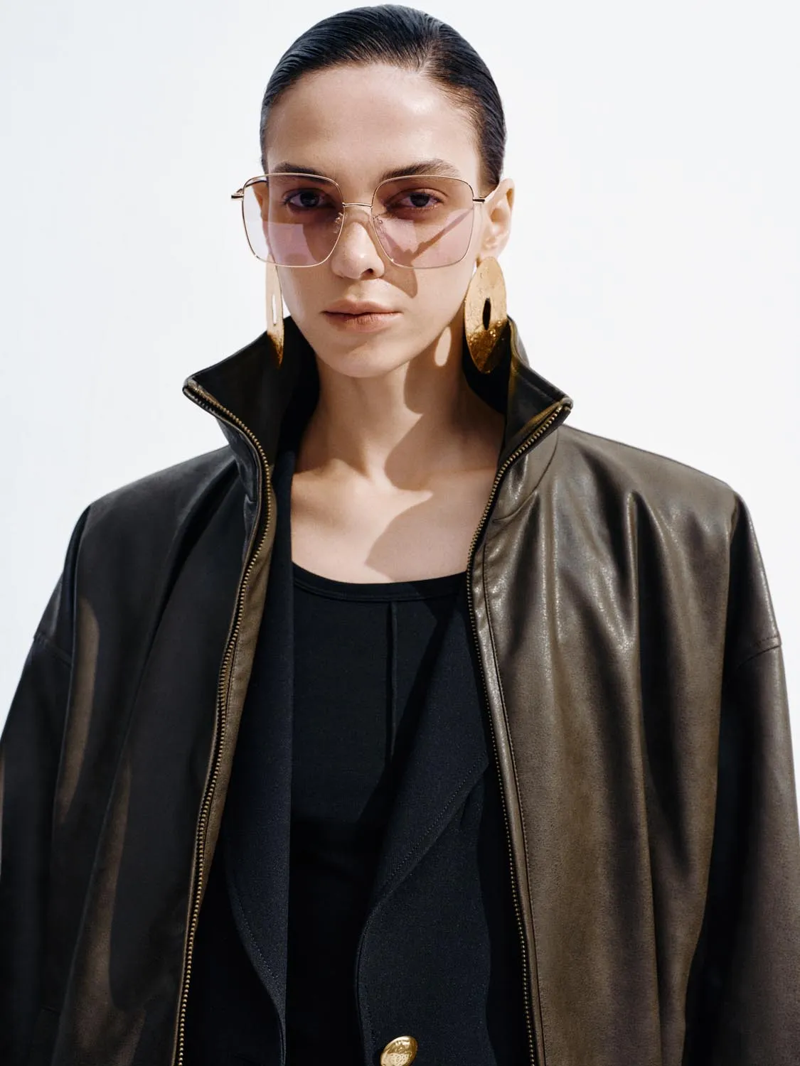 Faux Leather Funnel Neck Jackets sold by Urban Revivo product image thumbnail 3