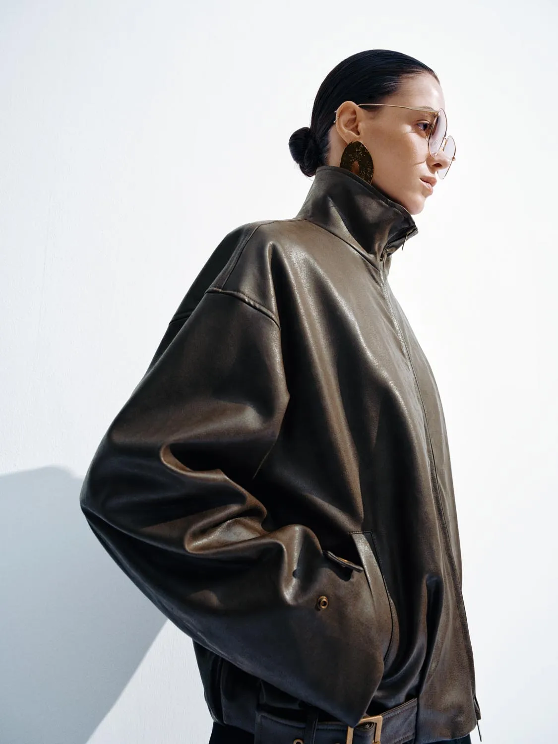Faux Leather Funnel Neck Jackets sold by Urban Revivo product image thumbnail 2