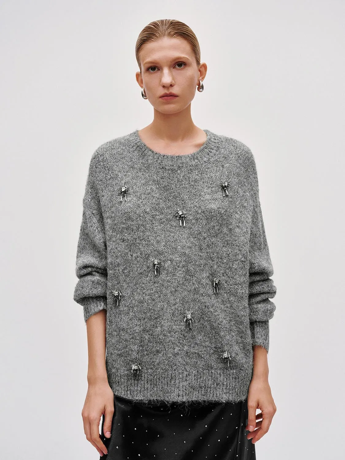 Embellished Long Sleeve Knitted T-Shirts sold by Urban Revivo