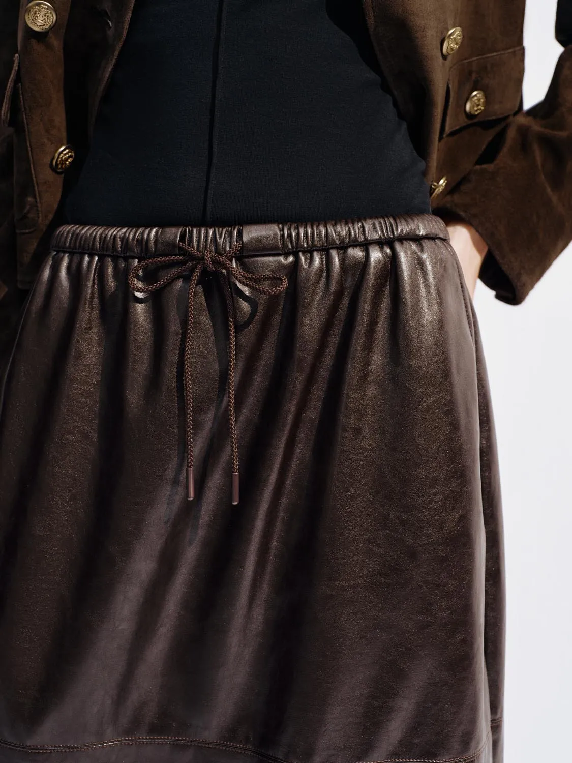 Faux Leather Pull On Midi Skirts sold by Urban Revivo product image thumbnail 5